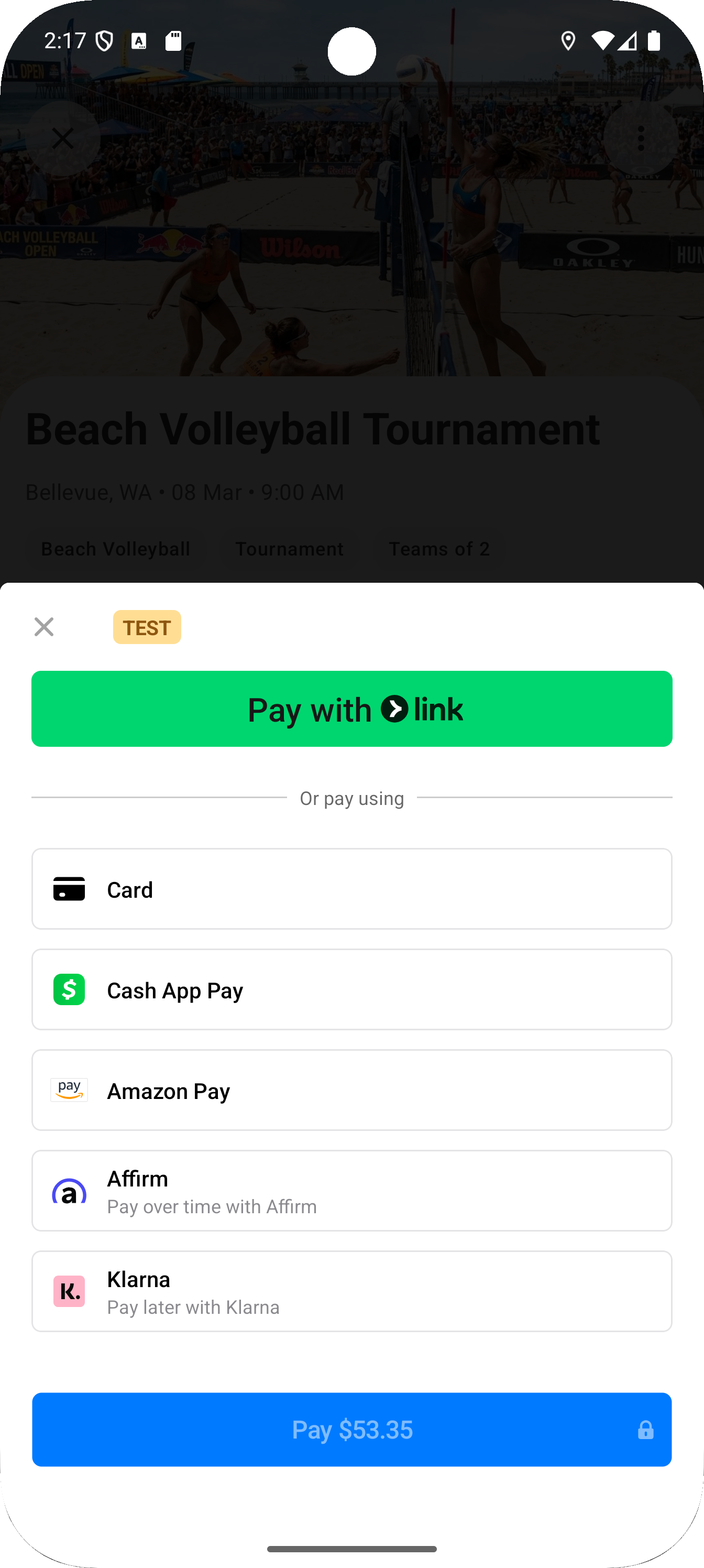 Mobile payment sheet and checkout options