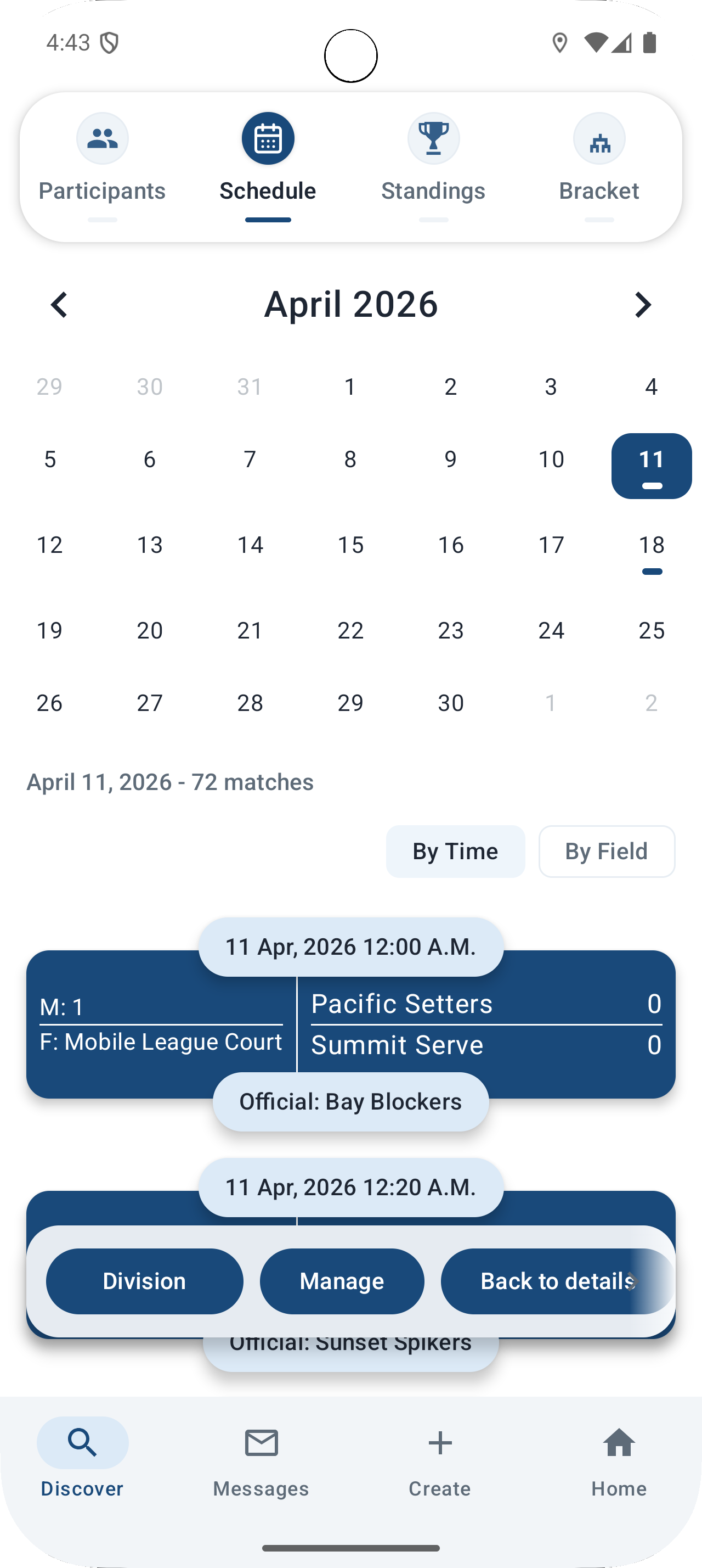 Mobile schedule view