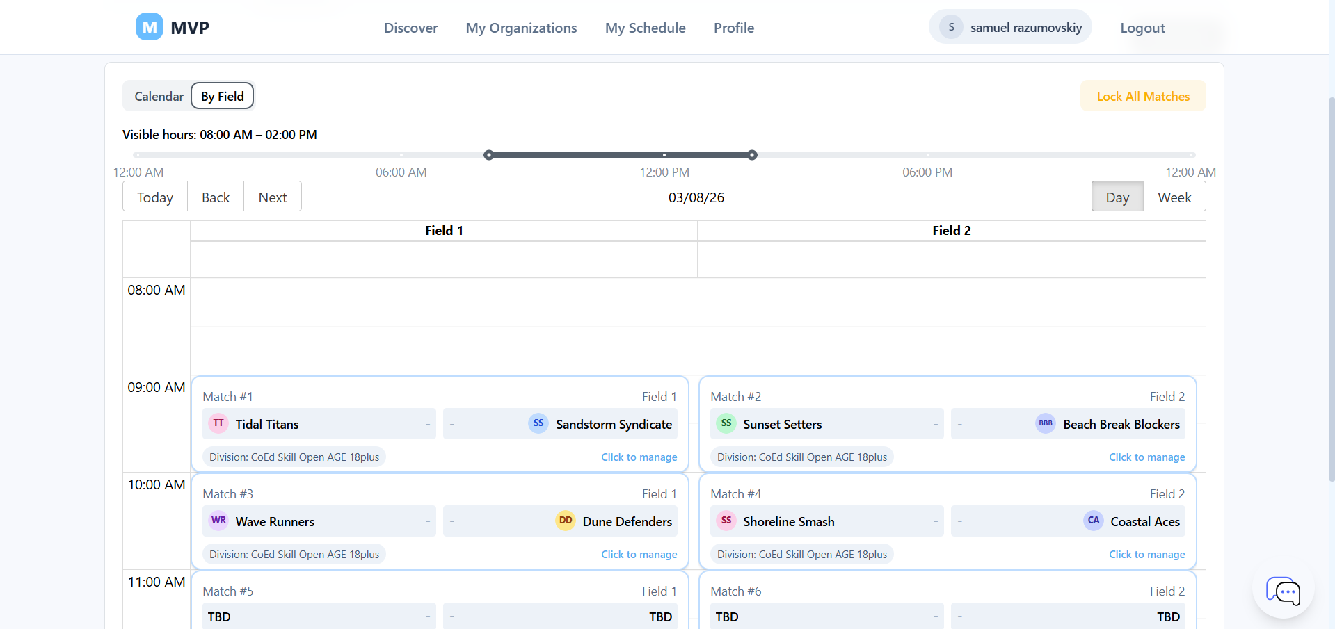Web field and scheduling view